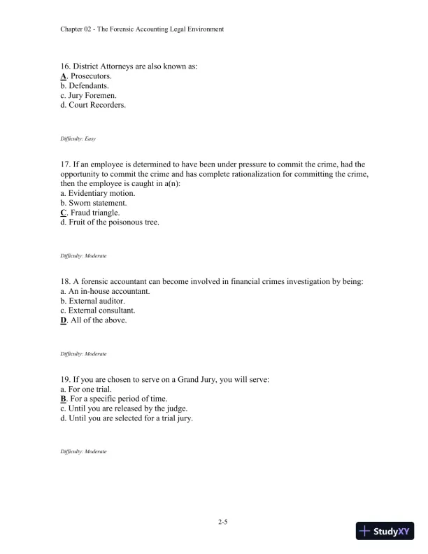 Forensic Accounting and Fraud Examination, 2nd Edition Test Bank - Page 19 preview image