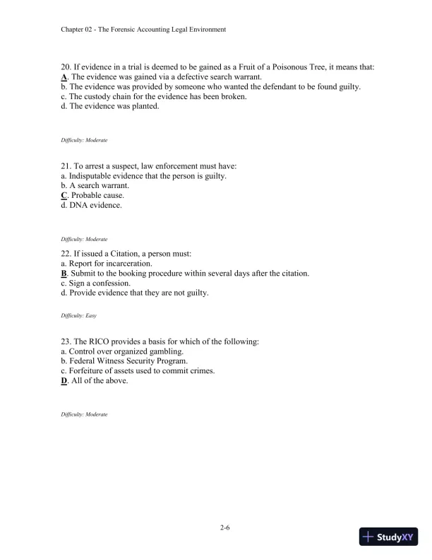 Forensic Accounting and Fraud Examination, 2nd Edition Test Bank - Page 20 preview image
