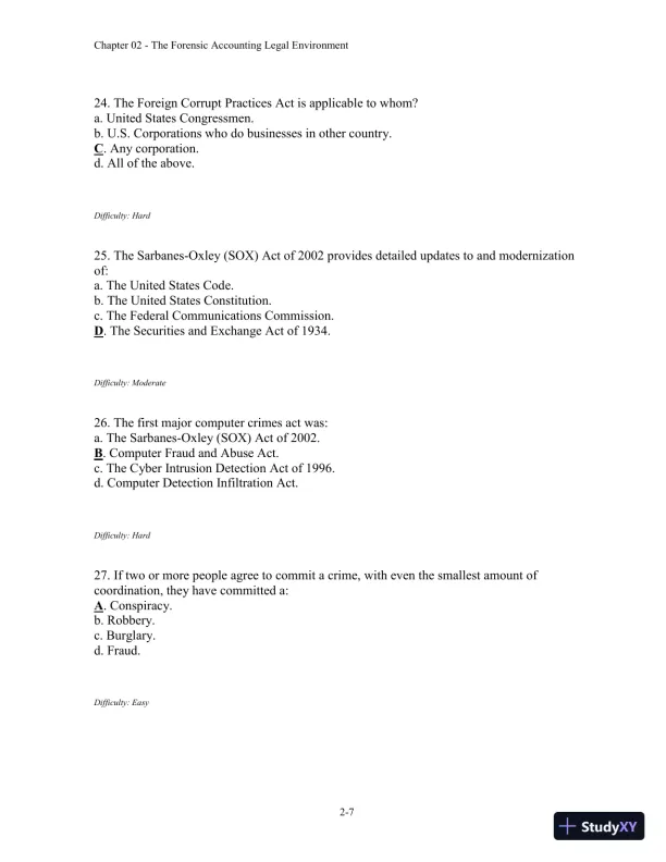 Forensic Accounting and Fraud Examination, 2nd Edition Test Bank - Page 21 preview image