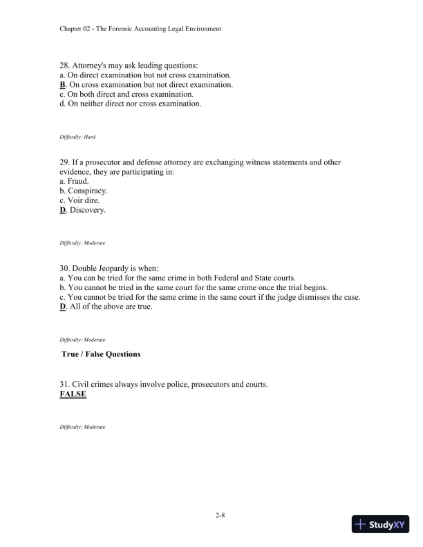 Forensic Accounting and Fraud Examination, 2nd Edition Test Bank - Page 22 preview image