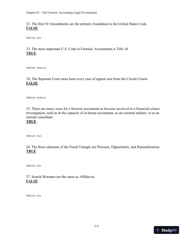 Forensic Accounting and Fraud Examination, 2nd Edition Test Bank - Page 23 preview image