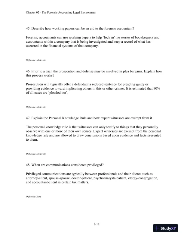 Forensic Accounting and Fraud Examination, 2nd Edition Test Bank - Page 26 preview image