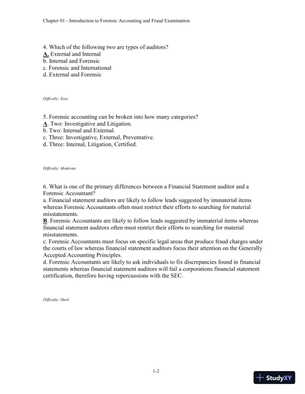Forensic Accounting and Fraud Examination, 2nd Edition Test Bank - Page 3 preview image