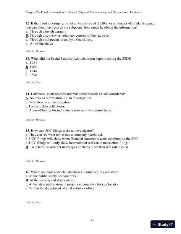 Forensic Accounting and Fraud Examination, 2nd Edition Test Bank - Page 31 preview image
