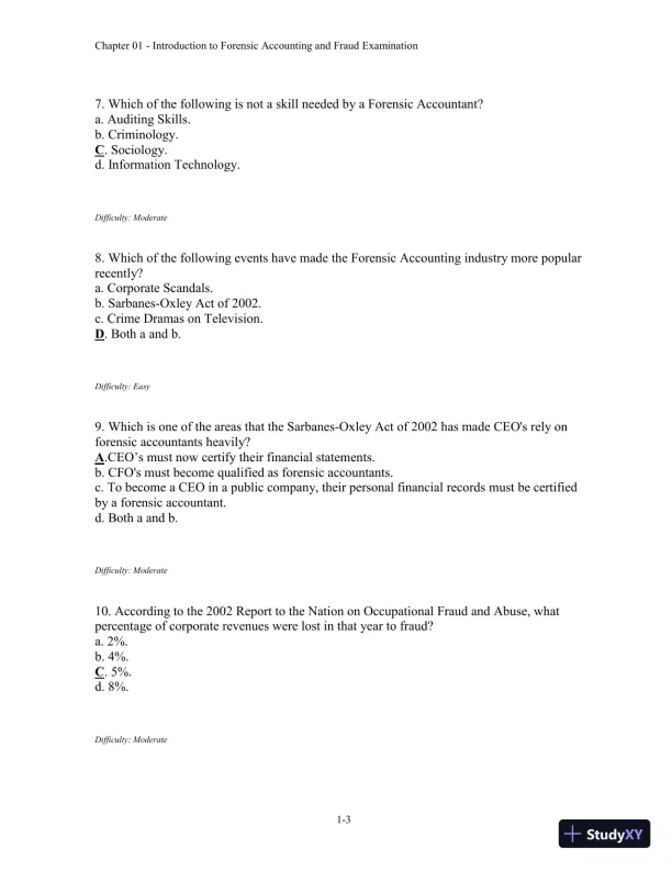 Forensic Accounting and Fraud Examination, 2nd Edition Test Bank - Page 4 preview image