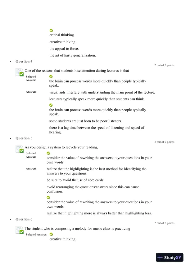 Liberty University CLST 100 Quiz 2 Complete Solutions Correct Answers Key - Page 4 preview image