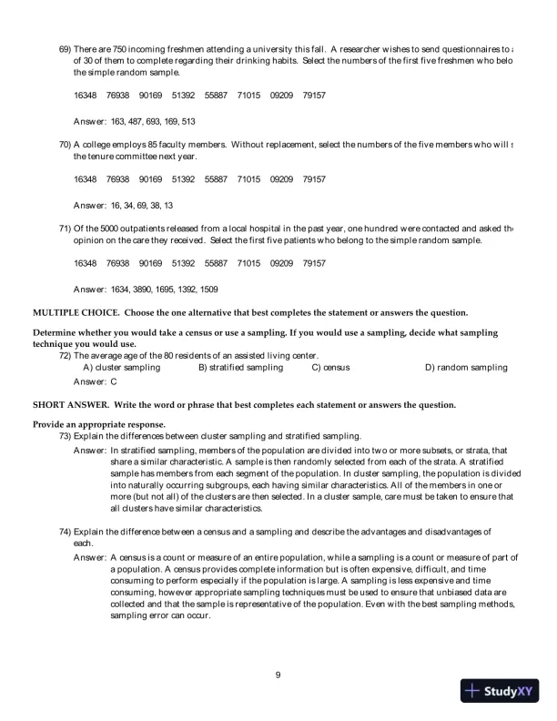 Test Bank For Elementary Statistics: Picturing the World, 7th Edition - Page 10 preview image