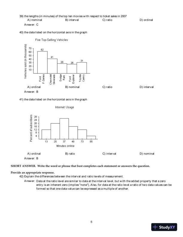 Test Bank For Elementary Statistics: Picturing the World, 7th Edition - Page 6 preview image
