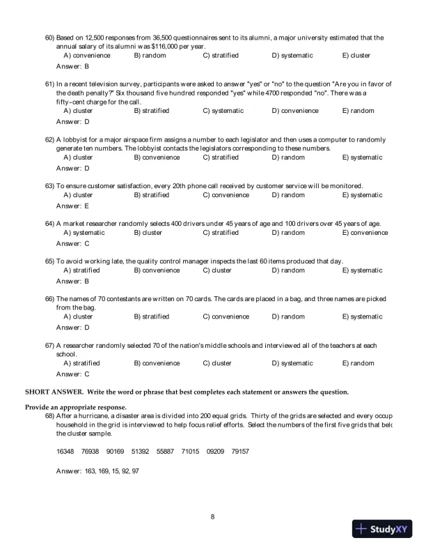 Test Bank For Elementary Statistics: Picturing the World, 7th Edition - Page 9 preview image