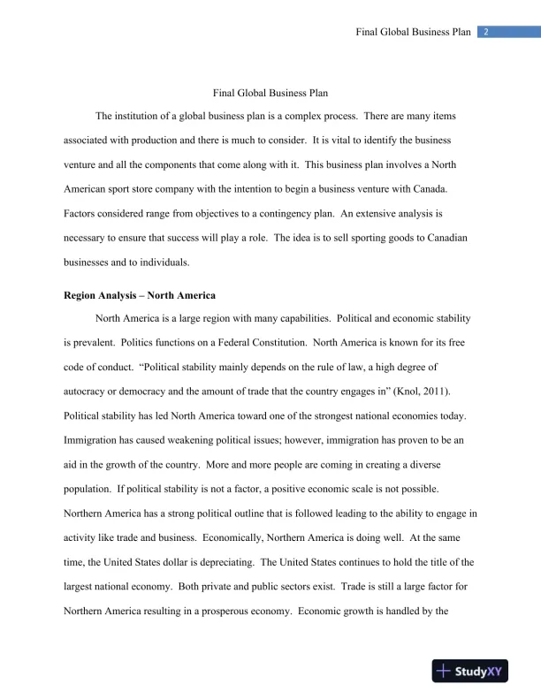 MGT 448 Final Global Business Plan - Page 3 preview image