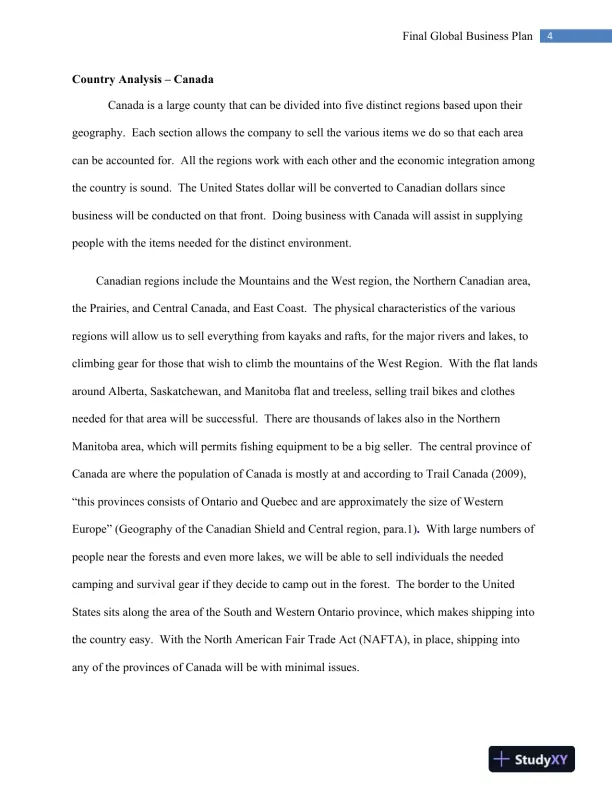 MGT 448 Final Global Business Plan - Page 5 preview image
