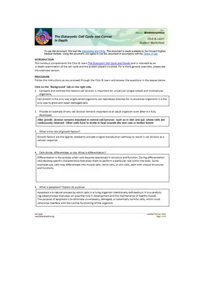 EukaryoticCellCycleCancer - Page 1 preview image