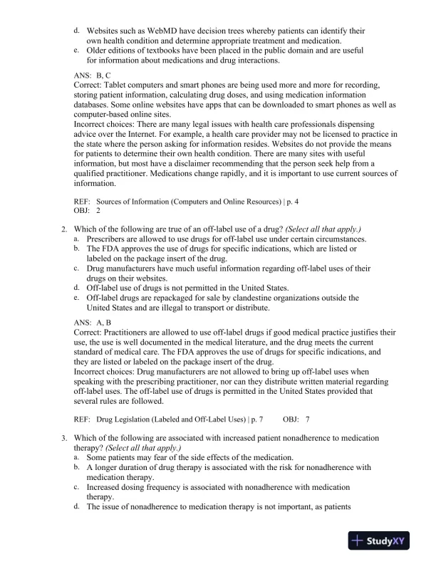 Applied Pharmacology for the Dental Hygienist 7th Edition Test Bank - Page 11 preview image
