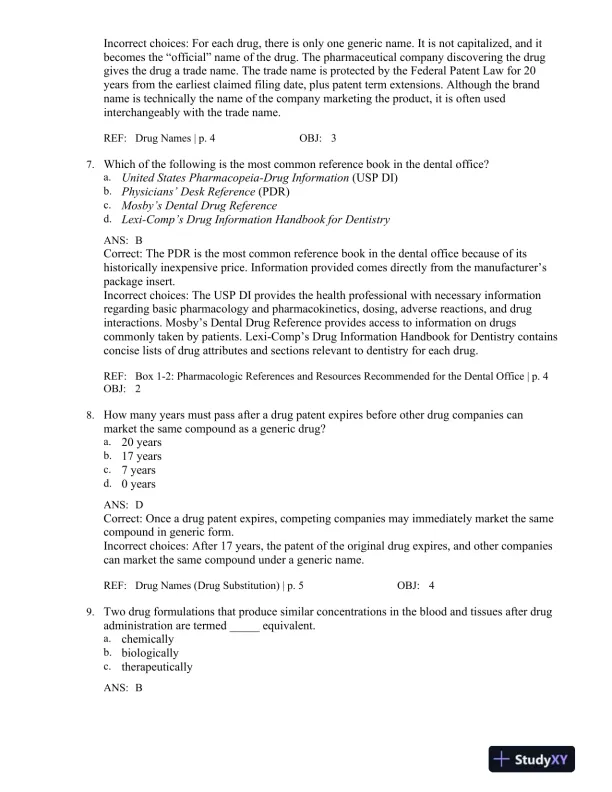 Applied Pharmacology for the Dental Hygienist 7th Edition Test Bank - Page 4 preview image