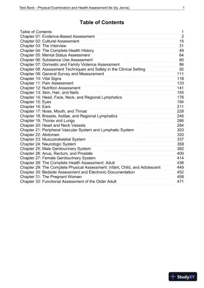 Test Bank For Physical Examination and Health Assessment, 8th Edition - Page 1 preview image