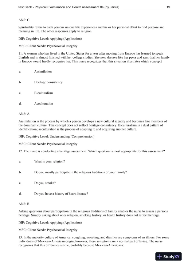 Test Bank For Physical Examination and Health Assessment, 8th Edition - Page 20 preview image