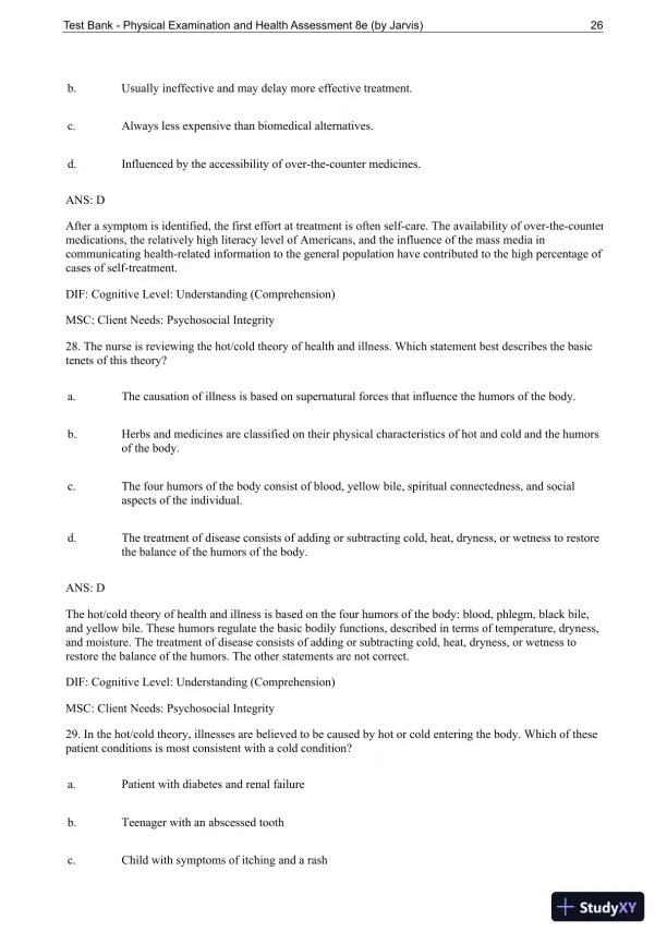 Test Bank For Physical Examination and Health Assessment, 8th Edition - Page 27 preview image