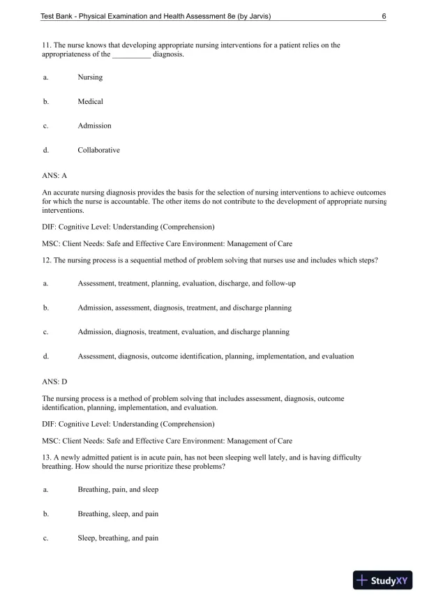 Test Bank For Physical Examination and Health Assessment, 8th Edition - Page 7 preview image