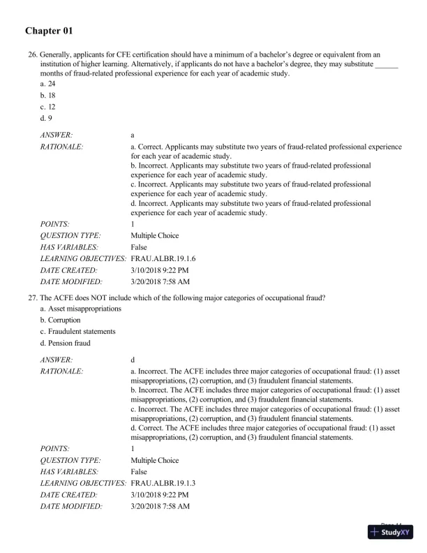 Test Bank for Fraud Examination, 6th Edition - Page 15 preview image
