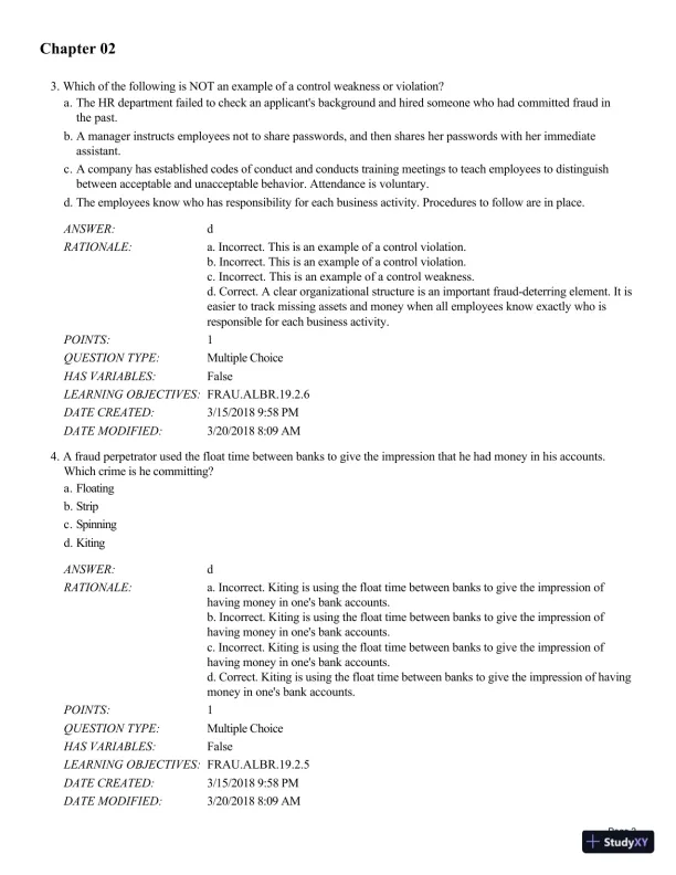 Test Bank for Fraud Examination, 6th Edition - Page 30 preview image