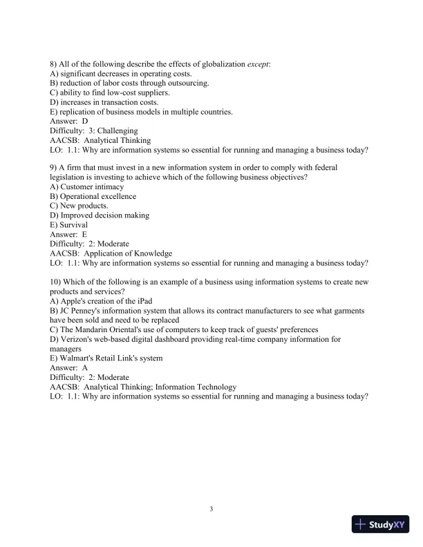 Test Bank for Essentials of MIS, 12th Edition - Page 4 preview image
