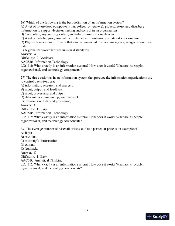 Test Bank for Essentials of MIS, 12th Edition - Page 9 preview image