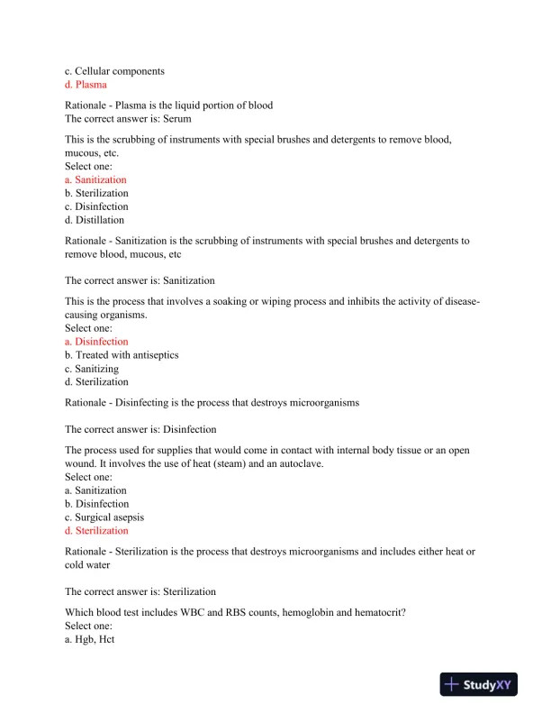 2023-2024 AMCA Hematology Phlebotomy Exam With Answers (60 Solved Questions) - Page 4 preview image