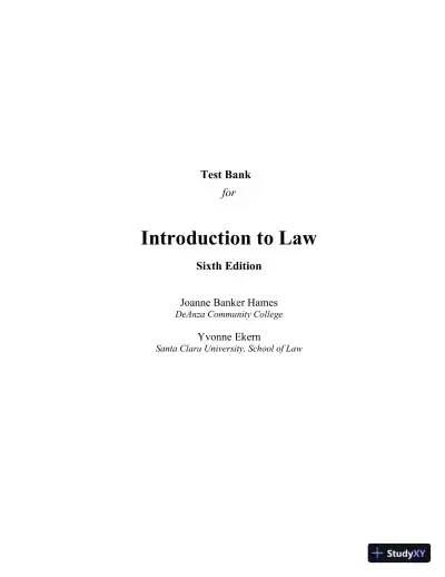 Test Bank for Introduction To Law , 6th Edition - Page 1 preview image