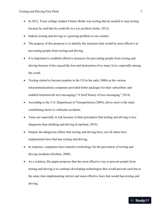 English 135 Texting and Driving First Draft DeVry University - Page 4 preview image