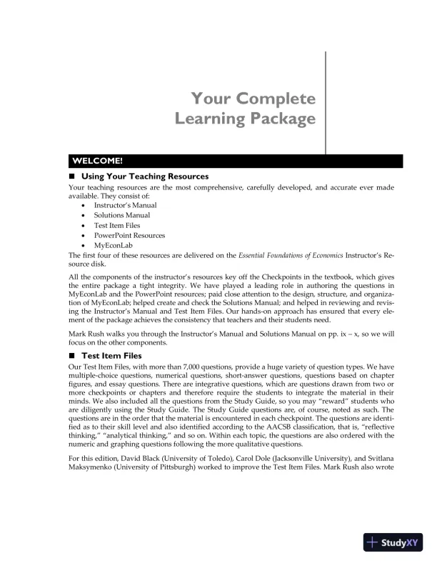Solution Manual for Essential Foundations of Economics, 8th Edition - Page 3 preview image