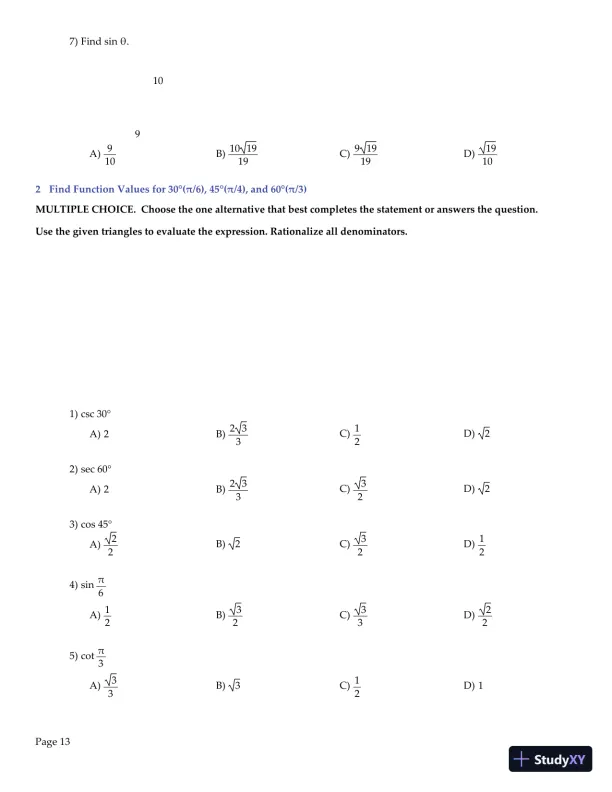 Trigonometry, 2nd Edition Test Bank - Page 14 preview image