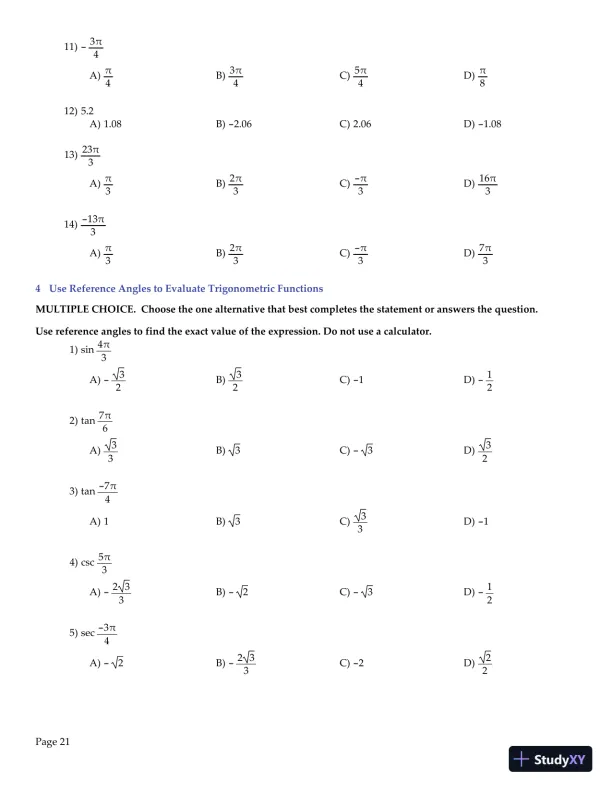 Trigonometry, 2nd Edition Test Bank - Page 22 preview image