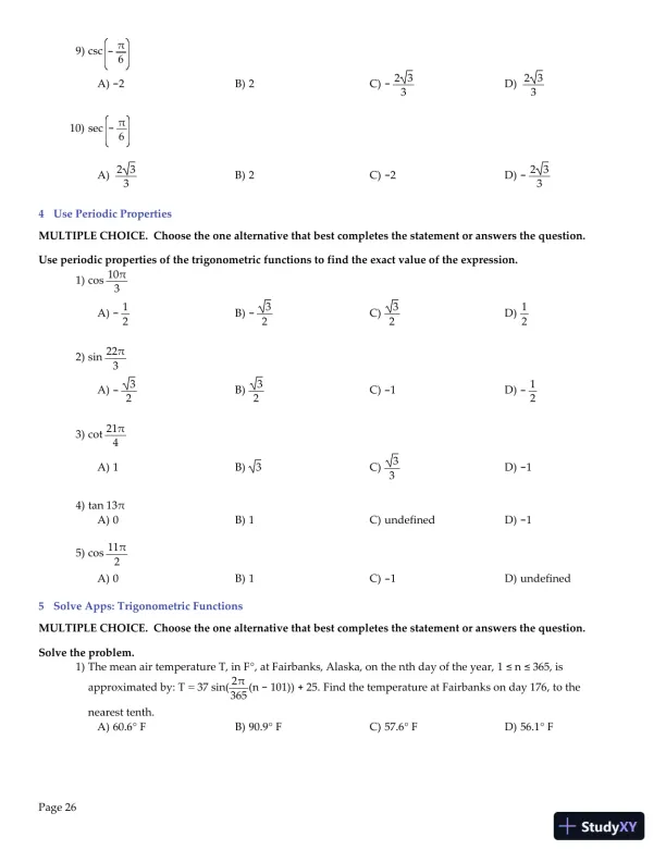Trigonometry, 2nd Edition Test Bank - Page 27 preview image