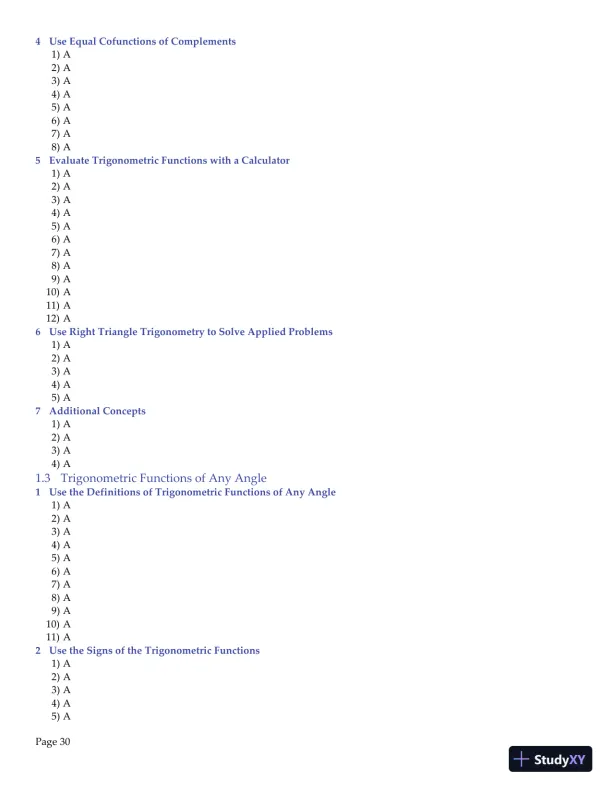 Trigonometry, 2nd Edition Test Bank - Page 31 preview image