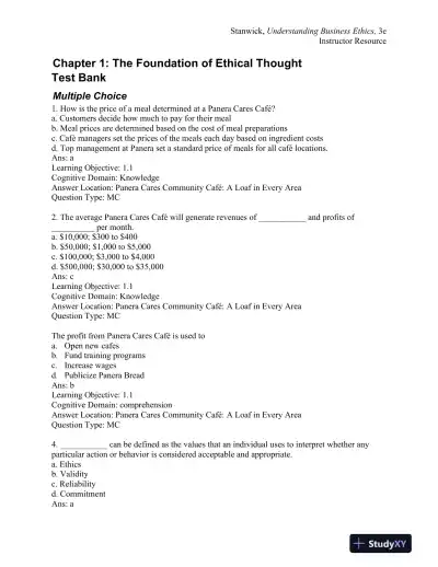 Understanding Business Ethics Third Edition Test Bank - Page 1 preview image