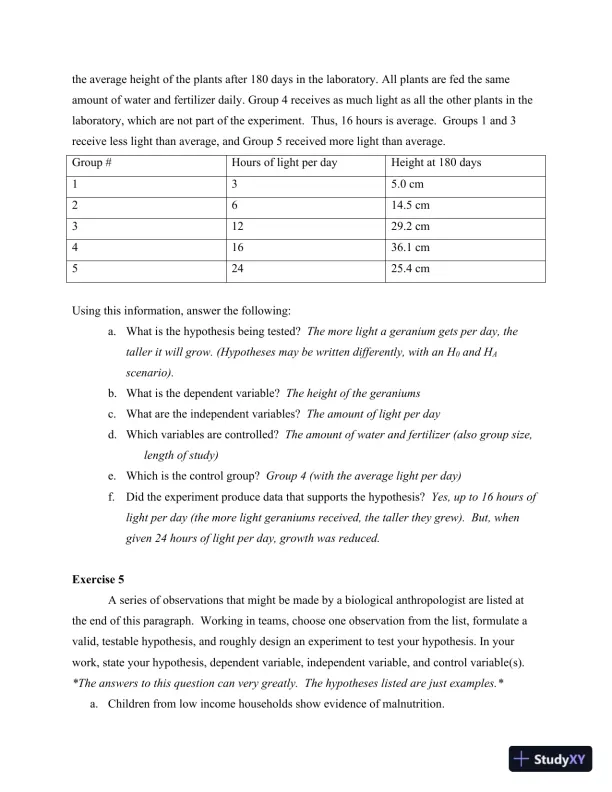 Solution Manual for Method and Practice in Biological Anthropology: A Workbook and Laboratory Manual for Introductory Courses, 2nd Edition - Page 5 preview image