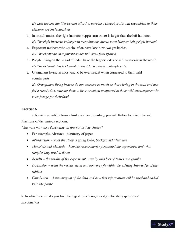 Solution Manual for Method and Practice in Biological Anthropology: A Workbook and Laboratory Manual for Introductory Courses, 2nd Edition - Page 6 preview image