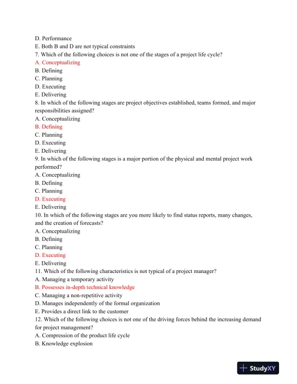 BUS 517: Project Management Midterm Exam - Week 5 - Page 3 preview image