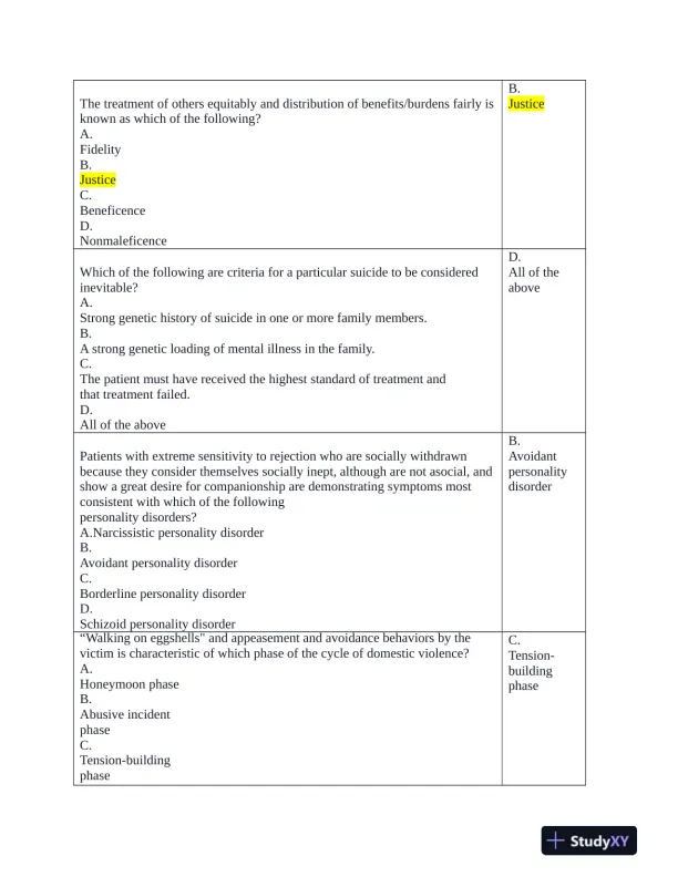 NRNP6675 Psychology Final Exam With Answers (11 Solved Questions) - Page 1 preview image