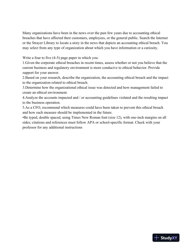 ACC-557 Analyzing Accounting Ethical Breaches and Preventative Measures: A Case Study - Page 3 preview image