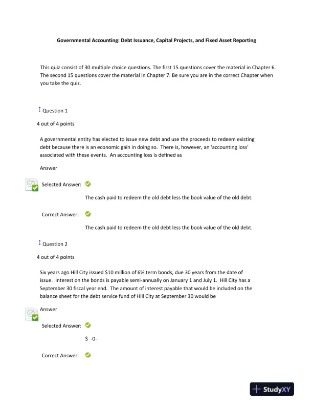 Governmental Accounting: Debt Issuance, Capital Projects, and Fixed Asset Reporting - Page 1 preview image