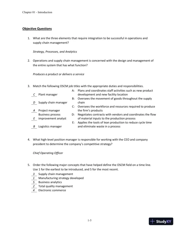 Solution Manual for Operations and Supply Chain Management, 14th Edition - Page 6 preview image