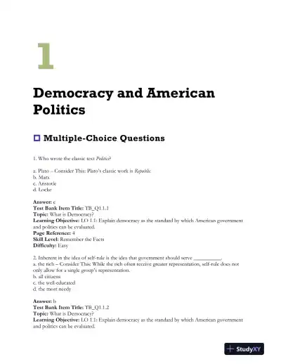 Revel for The Struggle for Democracy, 2016 Presidential Election Edition 12th Edition Test Bank - Page 1 preview image