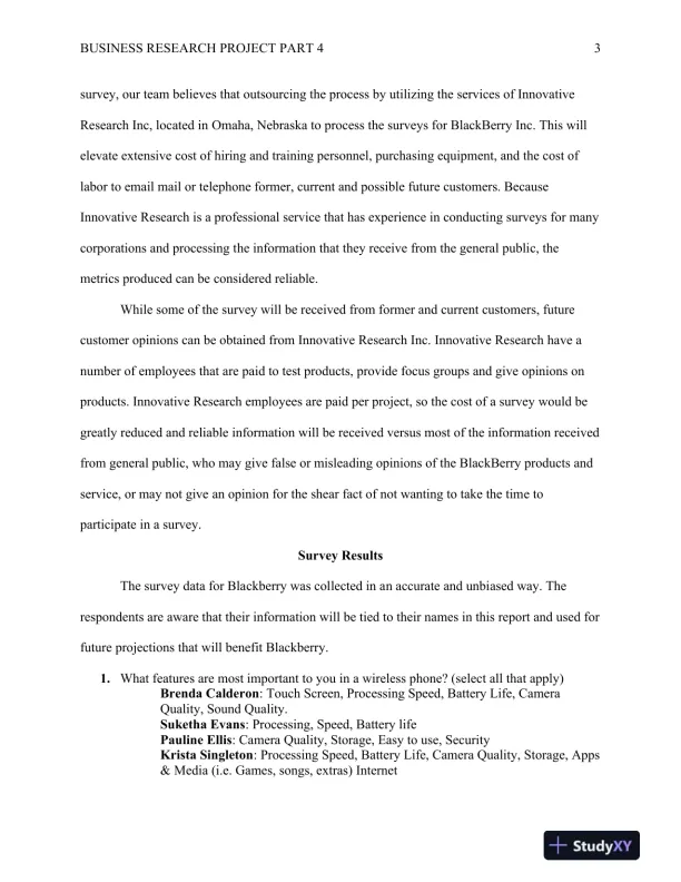 QNT 561 Applied Business Research and Statistics: Business Research Project Part 4- University of Phoenix - Page 4 preview image