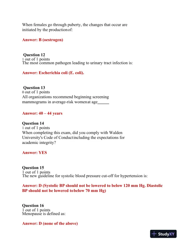 2021 NRNP6552 Hemotology Midterm Exam With Answers (101 Solved Questions) - Page 6 preview image