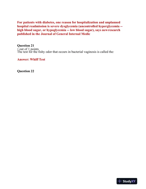 2021 NRNP6552 Hemotology Midterm Exam With Answers (101 Solved Questions) - Page 9 preview image