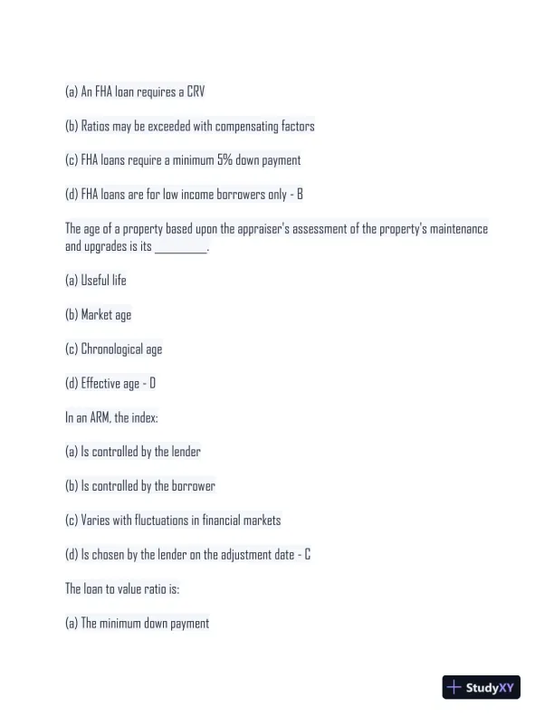 Real Estate Finance Champions Practice Exam With Answers (61 Solved Questions) - Page 5 preview image