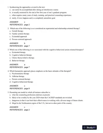 Test Bank For Theory and Practice of Counseling and Psychotherapy, 10th Edition - Page 1 preview image