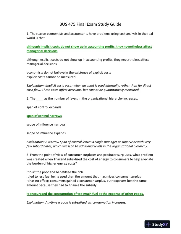 BUS 475 Final Exam Study Guide - Page 1 preview image