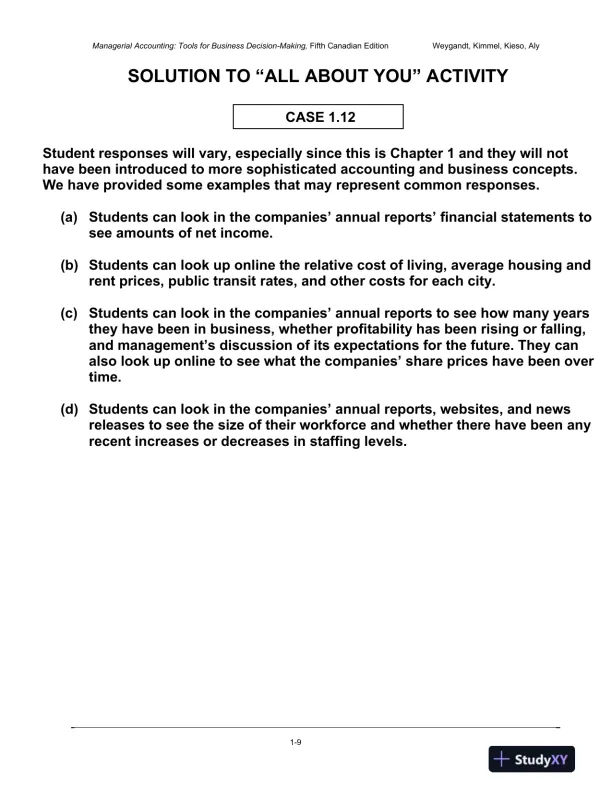 Solution Manual for Managerial Accounting: Tools for Business Decision-Making, Fifth Canadian Edition - Page 10 preview image